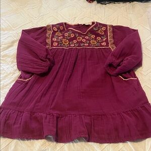 Embroidered Fuschia Kids Top - Purple